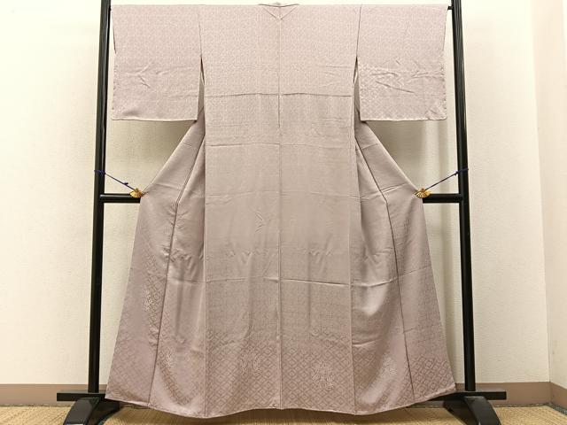 平和屋着物■無地絵羽訪問着 桐竹地紋 灰桜色 京都きもの友禅扱い 正絹 逸品 未使用 BAAY3148hj