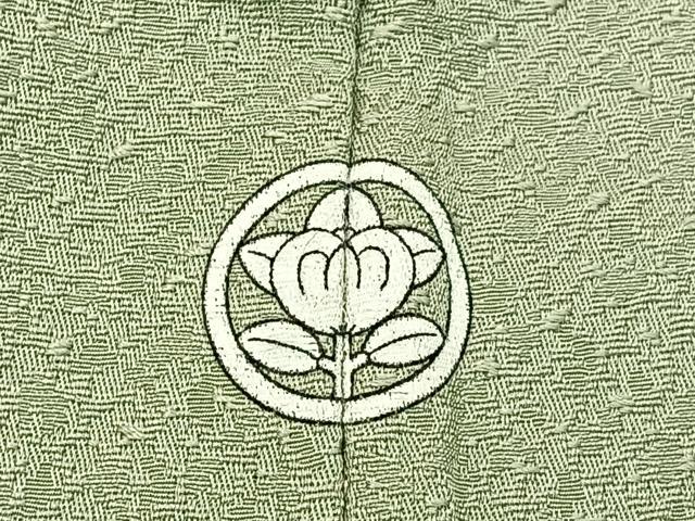 平和屋着物■上質な色無地 紋意匠 若芽色 正絹 逸品 BAAY3155hj