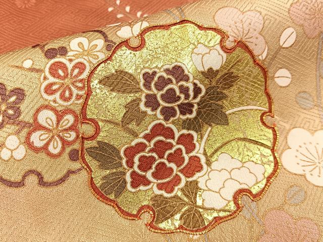 平和屋着物■訪問着 駒刺繍 雪輪枝花文 暈し染め 金彩 正絹 逸品 BAAY3165hj