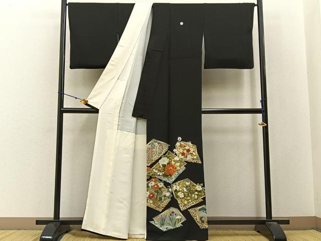 平和屋着物■豪華黒留袖 作家物 駒刺繍 花鳥文 金銀彩 正絹 逸品 BAAY3167hj