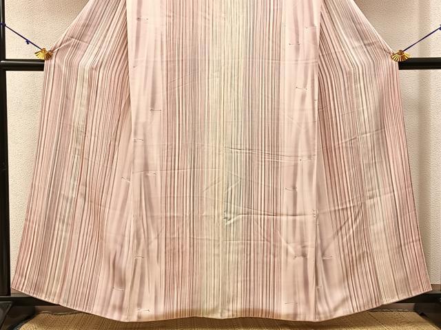 平和屋着物■訪問着 縞 あられ文様 正絹 逸品 BAAY3175hj