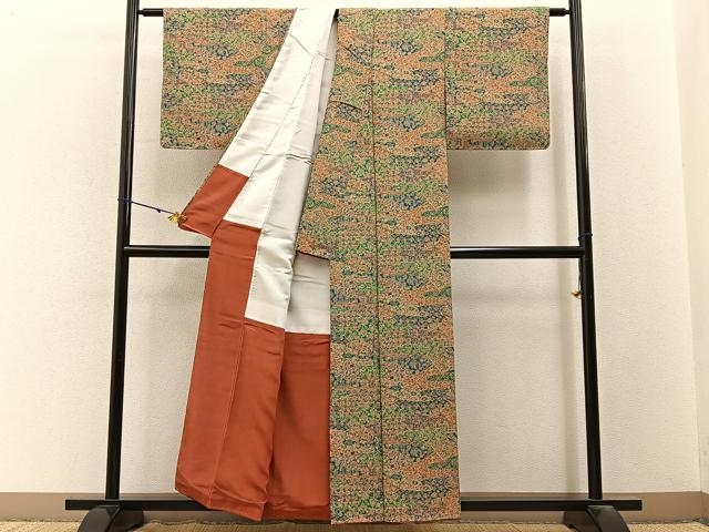 平和屋着物■上質な小紋 更紗花鳥文 正絹 逸品 未使用 BAAY3179hj
