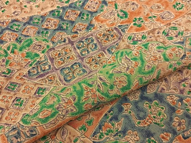 平和屋着物■上質な小紋 更紗花鳥文 正絹 逸品 未使用 BAAY3179hj