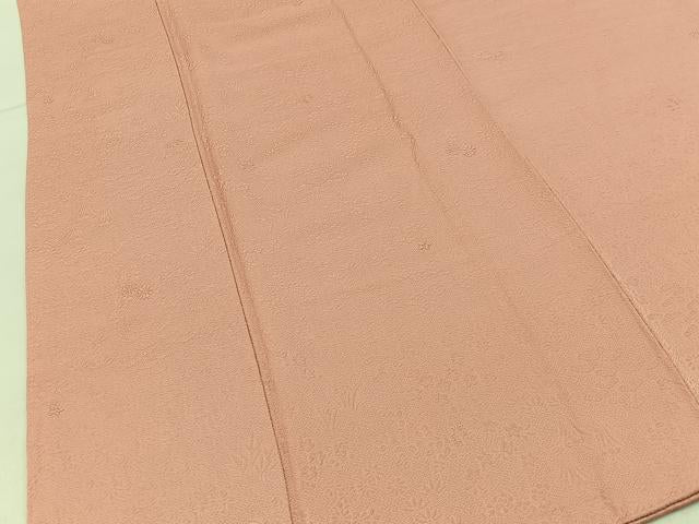 平和屋着物■上質な色無地 草花地紋 珊瑚色 正絹 逸品 未使用 BAAY3182hj