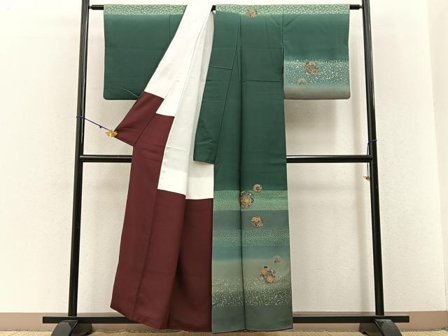 平和屋着物■訪問着 刺繍 花丸文 暈し染め 金彩 正絹 逸品 BAAY3191hj