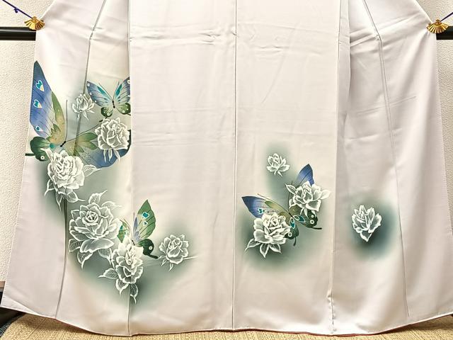 平和屋着物■訪問着 手描き 花蝶文 暈し染め 金彩 正絹 逸品 BAAY3195hj