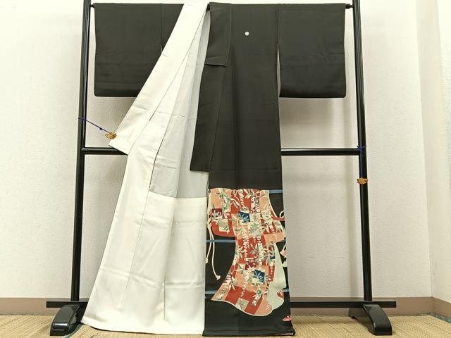 平和屋着物■本加賀友禅作家 談議所栄二 黒留袖 誰が袖花鳥文 ロング丈 正絹 逸品 BAAY3200hj