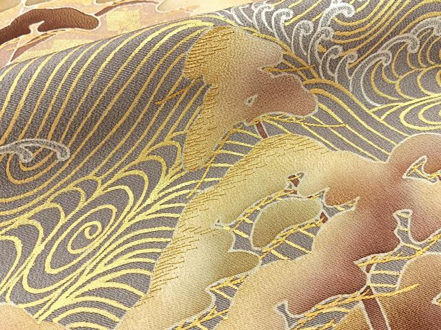 平和屋着物■豪華黒留袖 刺繍 浜松文 暈し染め 金銀彩 正絹 逸品 BAAY3201hj