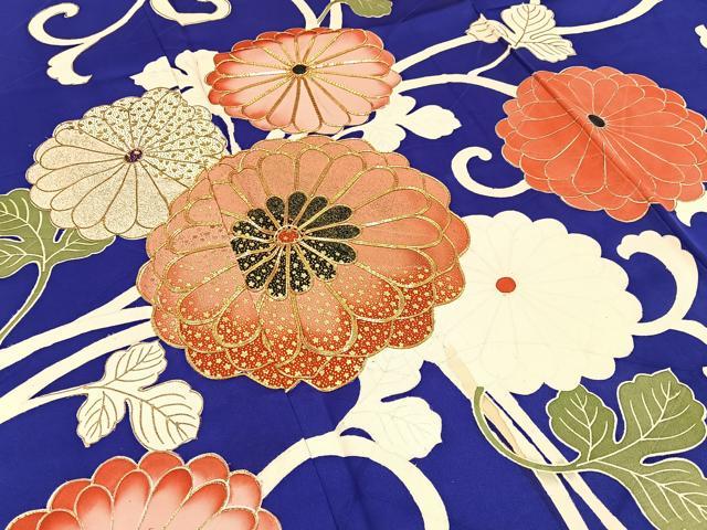平和屋着物■豪華振袖 駒刺繍 菊唐草文 金彩 正絹 逸品 BAAY3202hj