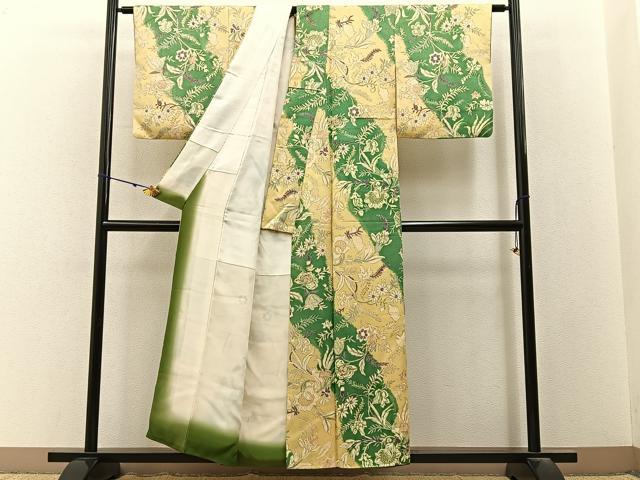 平和屋着物■上質な小紋 更紗草花文 正絹 逸品 BAAY3204hj