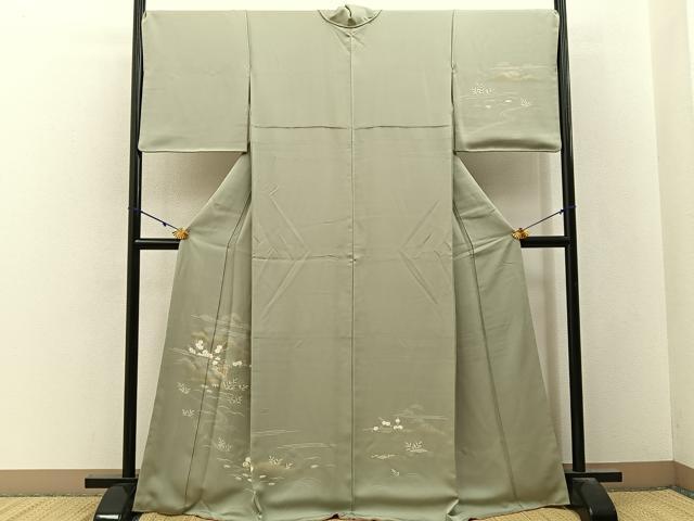 平和屋着物■訪問着 駒刺繍 松竹梅 流水花文 金彩 正絹 逸品 BAAY3211hj
