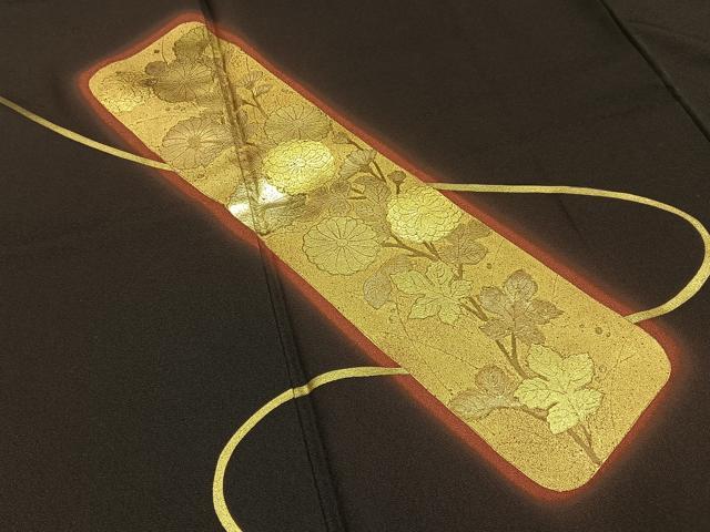 平和屋着物■訪問着 文箱花文 暈し染め 黒地 金彩 正絹 逸品 未使用 BAAY3213hj