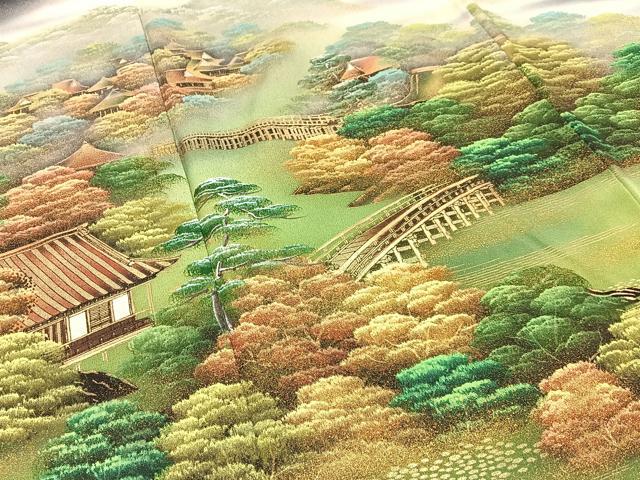 平和屋着物■豪華黒留袖 作家物 手描き 名所風景文 暈し染め 金彩 正絹 逸品 BAAY3215hj