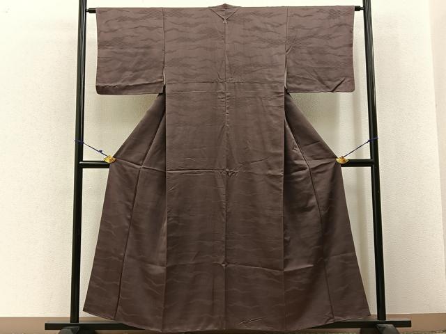 平和屋着物■上質な色無地 七宝地紋 煤竹色 正絹 逸品 BAAY3219hj