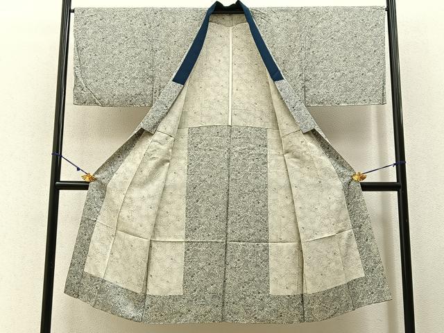 平和屋着物■男性 長襦袢 無双仕立て 型染め 花蝶文 正絹 逸品 未使用 BAAY3224hj