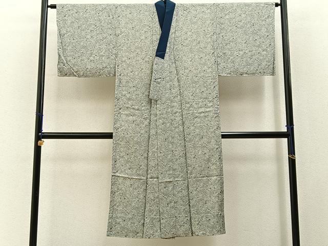 平和屋着物■男性 長襦袢 無双仕立て 型染め 花蝶文 正絹 逸品 未使用 BAAY3224hj