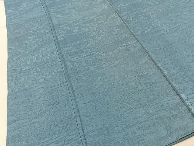 平和屋着物■上質な色無地 竜田川地紋 水浅葱色 正絹 逸品 BAAY3231hj