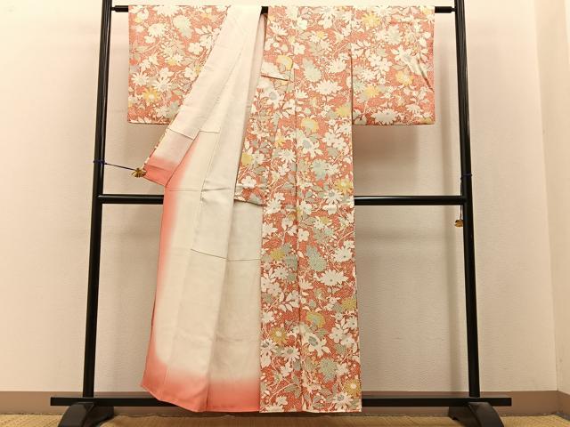 平和屋着物■上質な小紋 花蝶文 正絹 逸品 BAAY3234hj