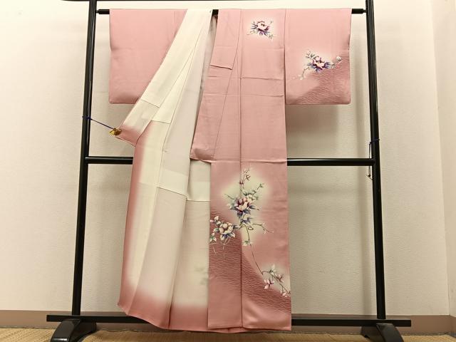平和屋着物■訪問着 枝椿文 暈し染め 正絹 逸品 BAAY3236hj
