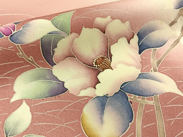 平和屋着物■訪問着 枝椿文 暈し染め 正絹 逸品 BAAY3236hj