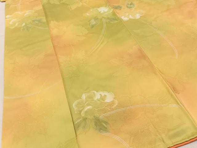 平和屋着物●上質な小紋 地紋起こし 牡丹 暈し染め 正絹 逸品 BAAY3250hj