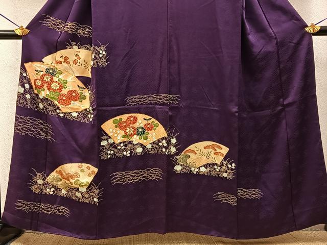 平和屋着物■訪問着 駒刺繍 地紙草花文 金彩 正絹 逸品 BAAY3262hj