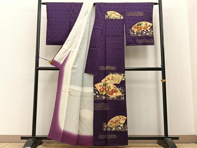 平和屋着物■訪問着 駒刺繍 地紙草花文 金彩 正絹 逸品 BAAY3262hj