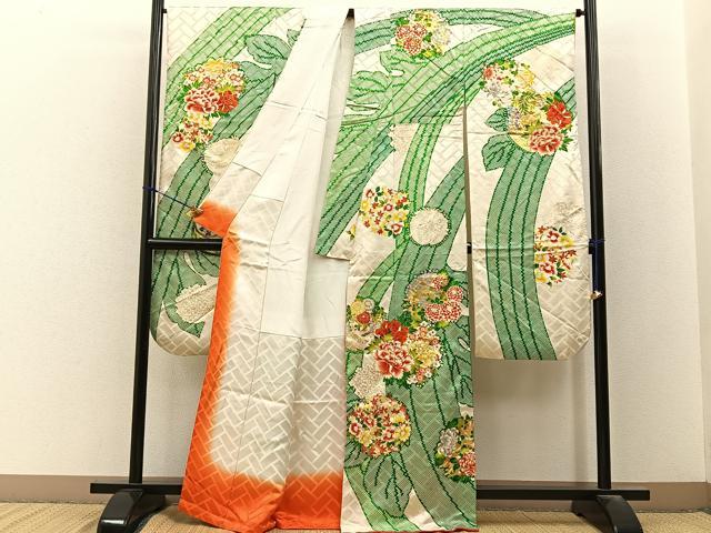 平和屋着物■豪華振袖 駒刺繍 花丸文 金彩 正絹 逸品 BAAY3265hj