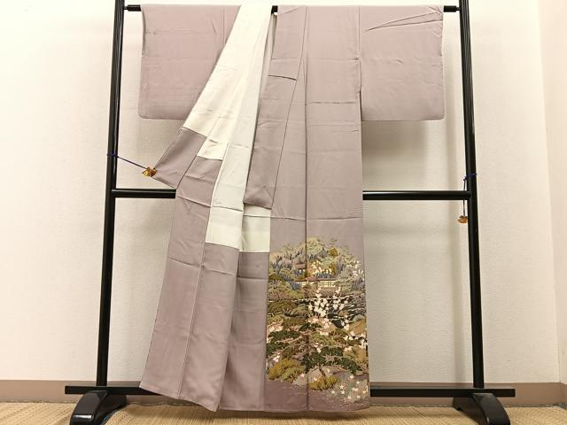 平和屋着物■豪華色留袖 友禅 松竹梅風景文 正絹 逸品 BAAY3268hj