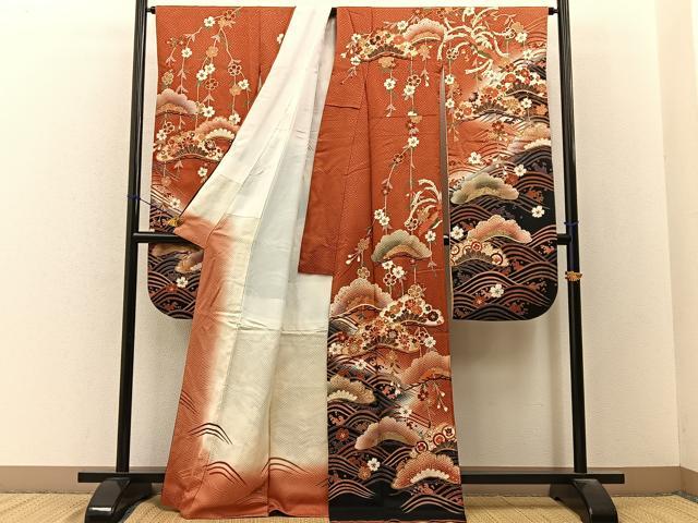平和屋着物■豪華振袖 駒刺繍 浜松花文 暈し染め 金彩 正絹 逸品 BAAY3269hj