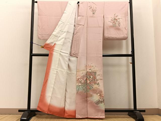 平和屋着物■訪問着 御所車花文 暈し染め 金銀彩 正絹 逸品 BAAY3274hj