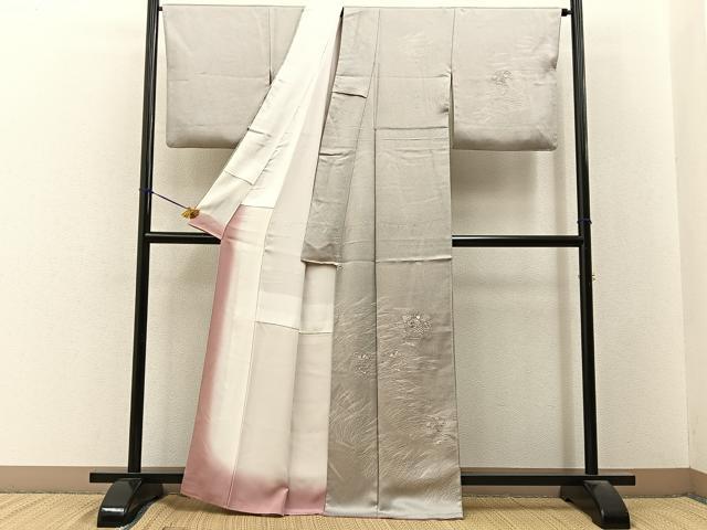 平和屋着物■訪問着 刺繍 扇面花文 金彩 銀糸 正絹 逸品 BAAY3279hj