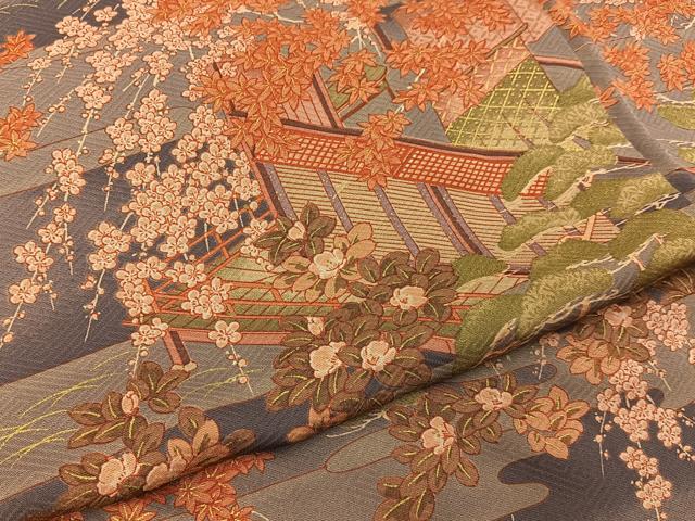 平和屋着物■上質な小紋 風景花文 暈し染め 金彩 正絹 逸品 BAAY3286hj