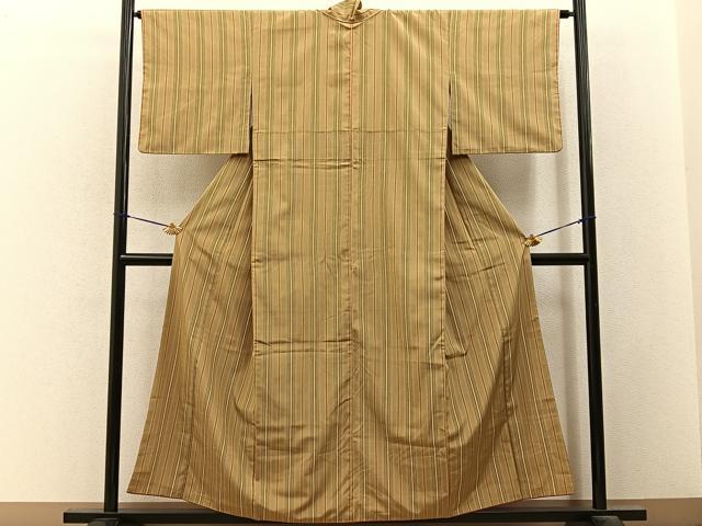平和屋着物■上質なお召 縞 正絹 逸品 BAAY3289hj