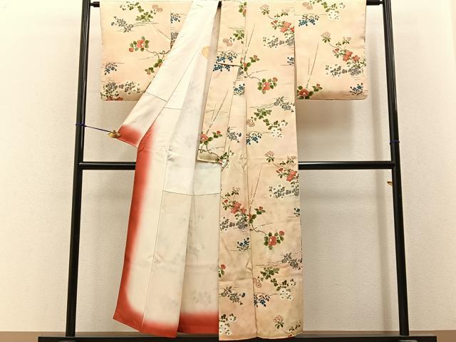 平和屋着物■上質な小紋 手描き 草花文 暈し染め 金彩 正絹 逸品 BAAY3290hj