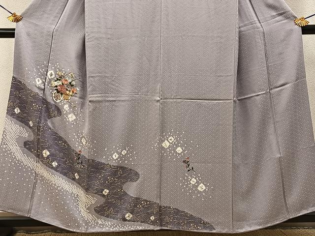 平和屋着物■訪問着 絞り 刺繍 花車文 金彩 鈴乃屋扱い 正絹 逸品 BAAY3298hj