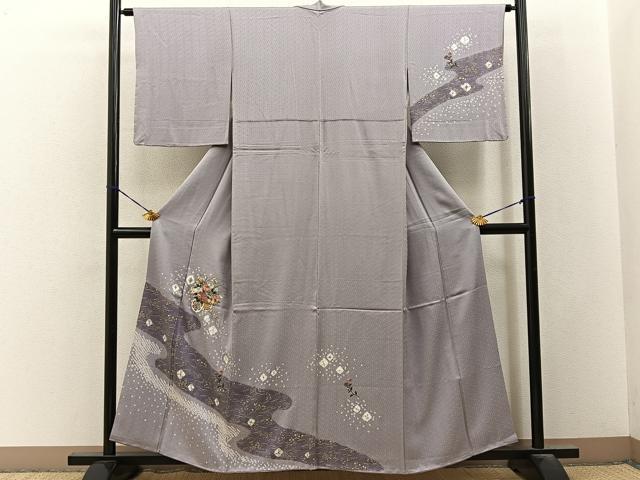 平和屋着物■訪問着 絞り 刺繍 花車文 金彩 鈴乃屋扱い 正絹 逸品 BAAY3298hj