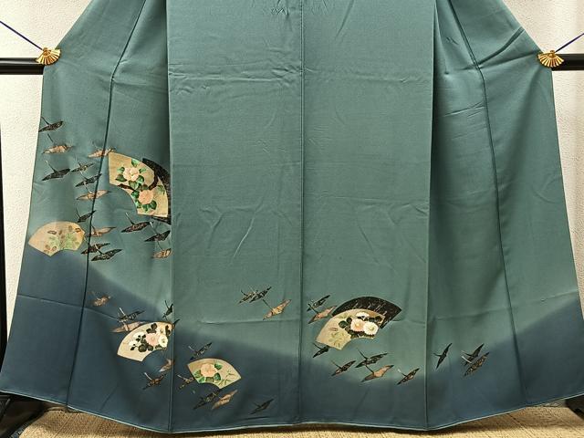 平和屋着物■訪問着 手描き 飛鶴地紙花文 暈し染め 金彩 正絹 逸品 BAAY3306hj