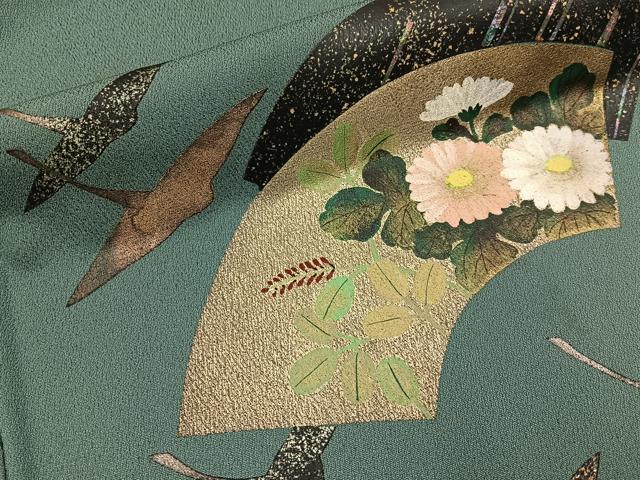 平和屋着物■訪問着 手描き 飛鶴地紙花文 暈し染め 金彩 正絹 逸品 BAAY3306hj