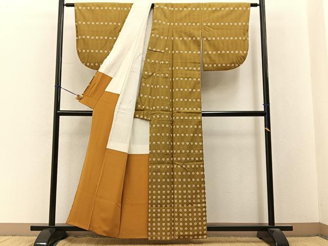 平和屋着物■上質なお召 吉祥文 正絹 逸品 BAAY3309hj
