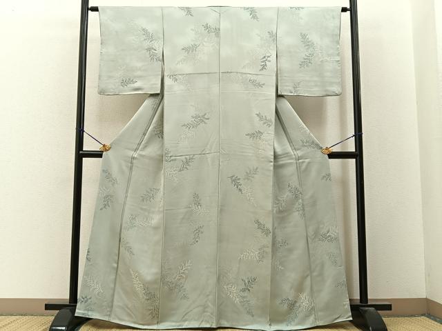 平和屋着物●上質な小紋 地紋起こし 草葉文 正絹 逸品 BAAY3316hj