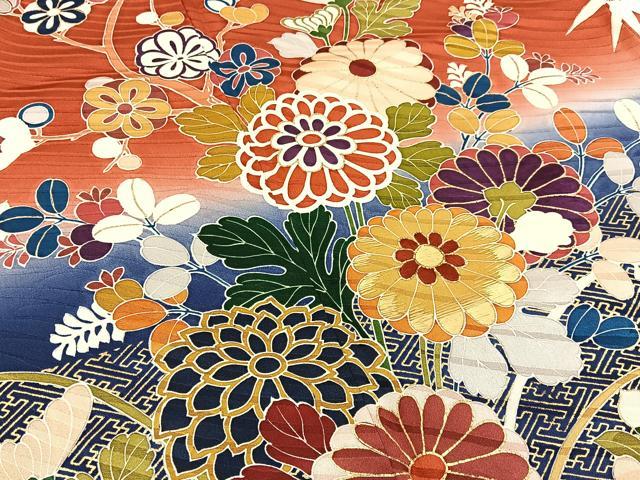 平和屋着物■豪華振袖 刺繍 草花文 暈し染め 金彩 正絹 逸品 BAAY3317hj