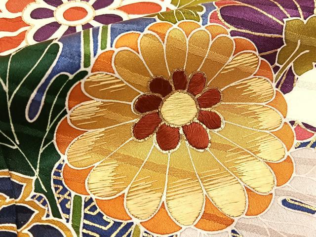 平和屋着物■豪華振袖 刺繍 草花文 暈し染め 金彩 正絹 逸品 BAAY3317hj