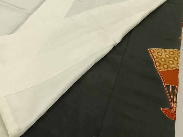 平和屋着物■豪華黒留袖 作家物 駒刺繍 扇面鳳凰花文 金彩 正絹 逸品 未使用 BAAY3327hj