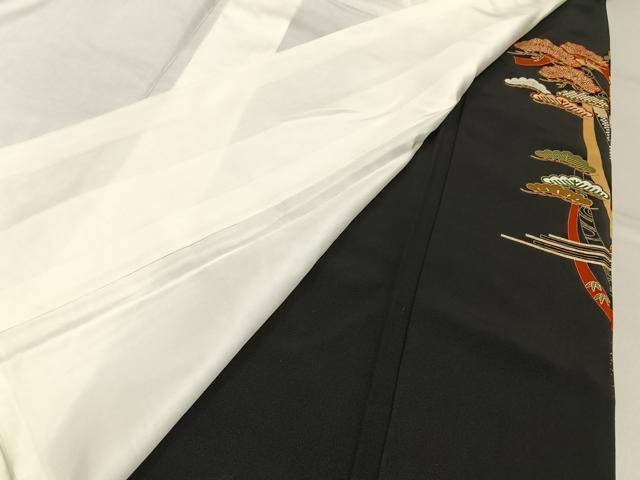 平和屋着物■豪華黒留袖 双鶴扇面花文 金彩 正絹 逸品 BAAY3333hj