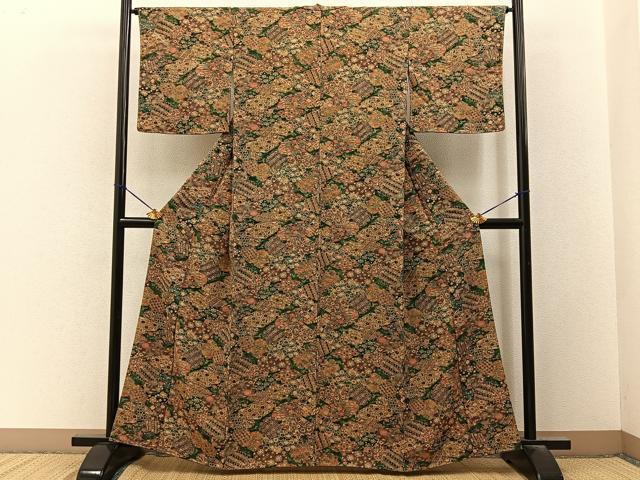 平和屋着物■上質な小紋 花蝶文 正絹 逸品 BAAY3336hj