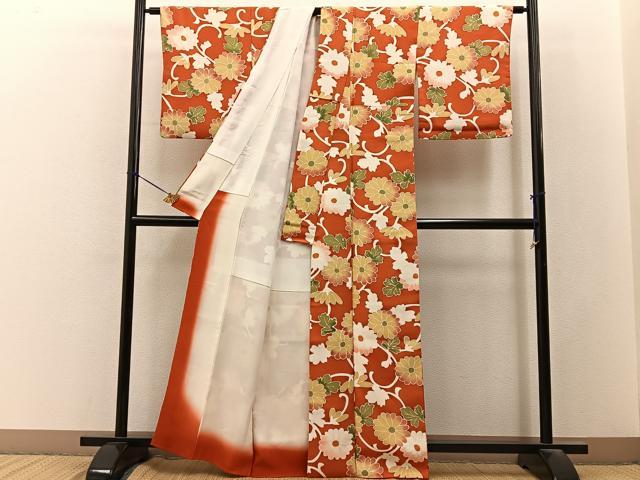 平和屋着物■上質な小紋 菊唐草文 正絹 逸品 BAAY3338hj
