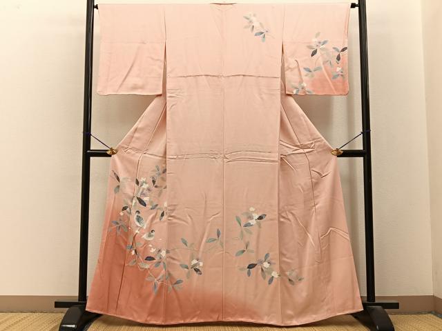 平和屋着物■訪問着 花鳥文 暈し染め 正絹 逸品 BAAY3339hj