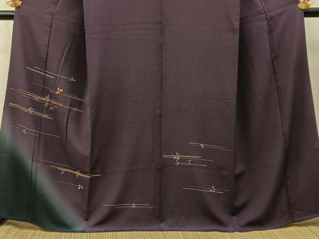 平和屋着物■訪問着 駒刺繍 南天文 暈し染め 正絹 逸品 BAAY3341hj