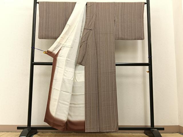 平和屋着物■上質な小紋 縞 正絹 逸品 BAAY3343hj